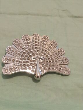 Silver Peacock Belt Buckle